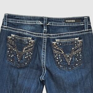 Y2K Vigoss Dublin‎ Slim Boot Jeans Womens 8 Dark Wash Embellished Heritage Fit